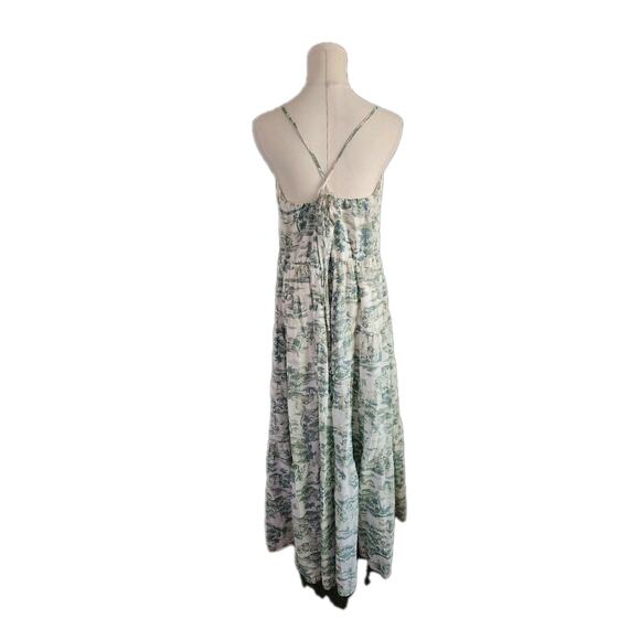 Abercrombie & Fitch Maxi Dress Tiered Tropical Palm Toile Print Size Large - Picture 3 of 7
